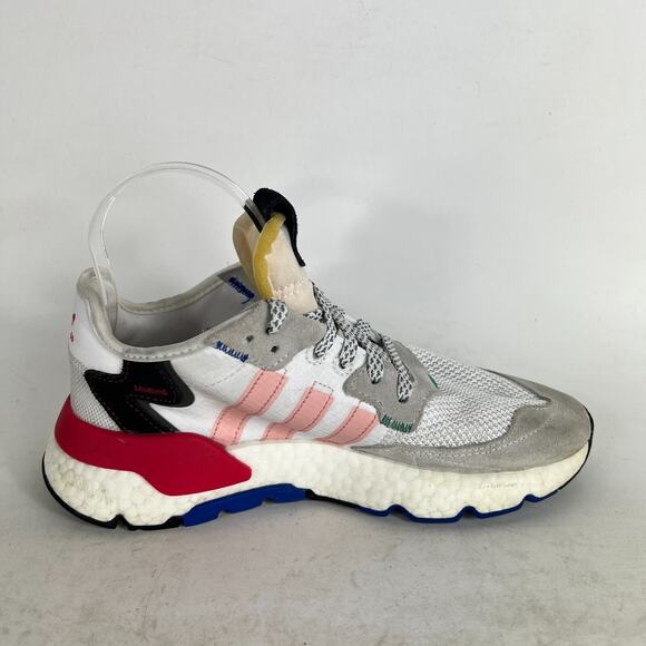 Adidas Nite Jogger Sneakers Women's 7.5 White Gray Lace Up Running Shoes EG9232 - Picture 3 of 10
